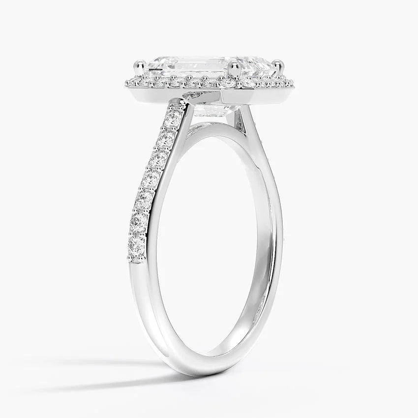 2,40 Karat Emerald Halo Tasarım Tektaş Laboratuvar Pırlanta Yüzük 18K -Bellora - Bold Diamonds