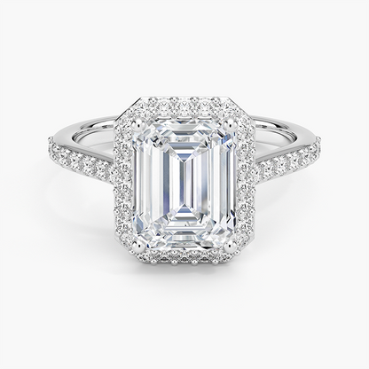 2,40 Karat Emerald Halo Tasarım Tektaş Laboratuvar Pırlanta Yüzük 18K -Bellora - Bold Diamonds