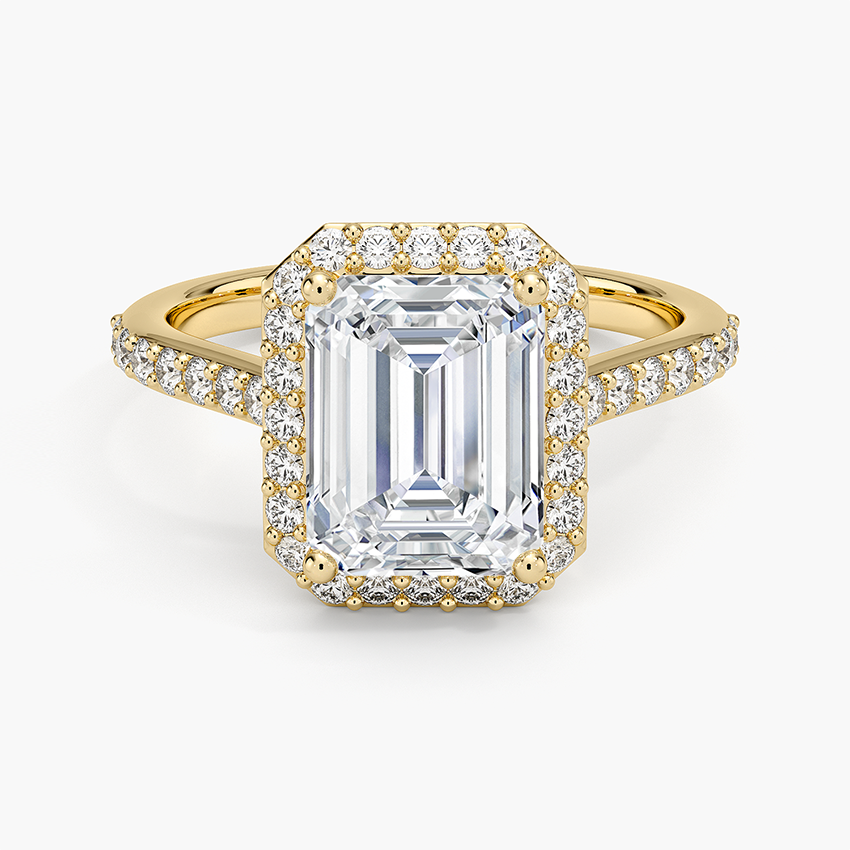 2,40 Karat Emerald Halo Tasarım Tektaş Laboratuvar Pırlanta Yüzük 18K -Bellora - Bold Diamonds