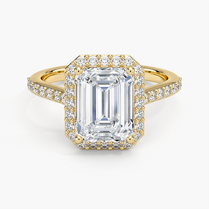 2,40 Karat Emerald Halo Tasarım Tektaş Laboratuvar Pırlanta Yüzük 18K -Bellora - Bold Diamonds