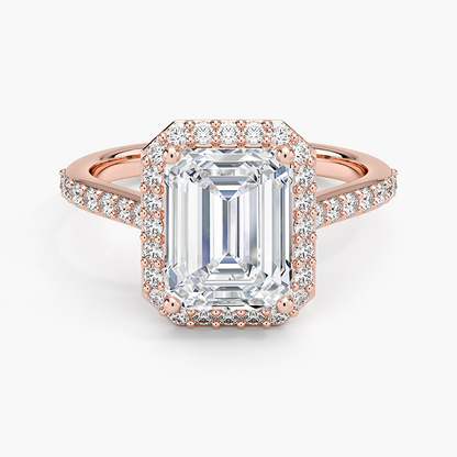 2,40 Karat Emerald Halo Tasarım Tektaş Laboratuvar Pırlanta Yüzük 18K -Bellora - Bold Diamonds