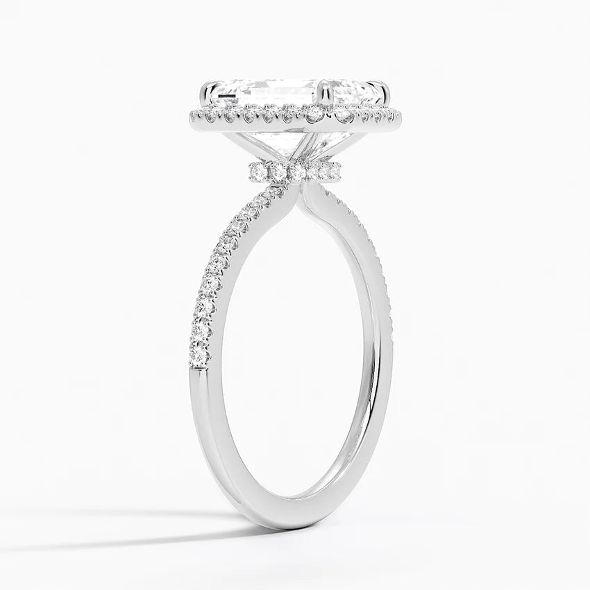 2.40 Karat Emerald Halo Tasarım Tektaş Laboratuvar Pırlanta Yüzük  18k -Luxora - Bold Diamonds