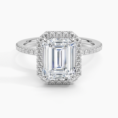 2.40 Karat Emerald Halo Tasarım Tektaş Laboratuvar Pırlanta Yüzük  18k -Luxora - Bold Diamonds