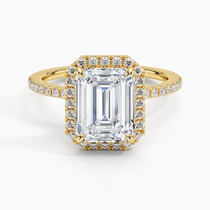 2.40 Karat Emerald Halo Tasarım Tektaş Laboratuvar Pırlanta Yüzük  18k -Luxora - Bold Diamonds