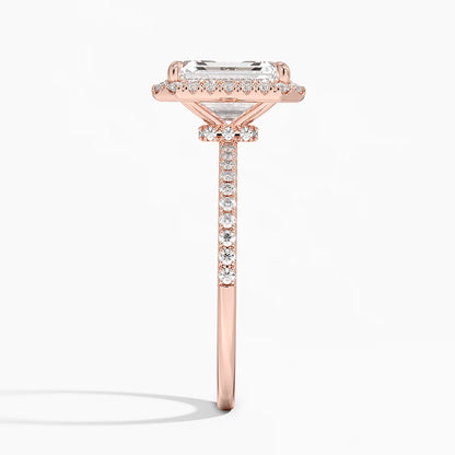 2.40 Karat Emerald Halo Tasarım Tektaş Laboratuvar Pırlanta Yüzük  18k -Luxora - Bold Diamonds