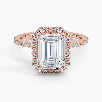 2.40 Karat Emerald Halo Tasarım Tektaş Laboratuvar Pırlanta Yüzük  18k -Luxora - Bold Diamonds