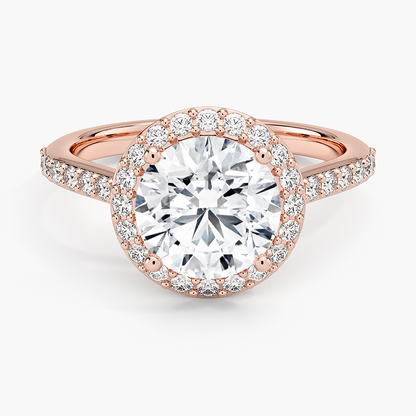 2,40 Karat  Halo Tasarım Tektaş Laboratuvar Pırlanta Yüzük 18K -Bellora - Bold Diamonds