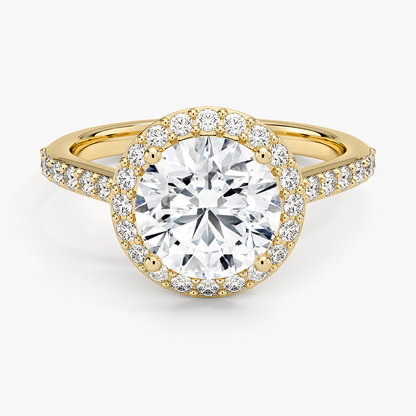 2,40 Karat  Halo Tasarım Tektaş Laboratuvar Pırlanta Yüzük 18K -Bellora - Bold Diamonds