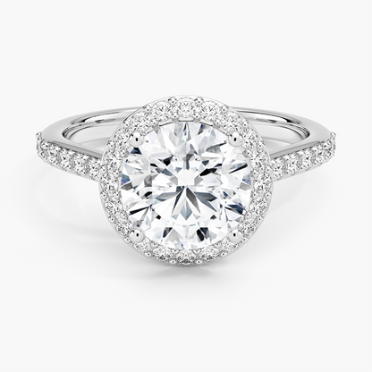2,40 Karat  Halo Tasarım Tektaş Laboratuvar Pırlanta Yüzük 18K -Bellora - Bold Diamonds