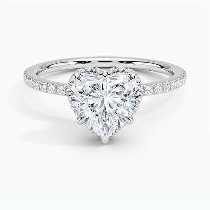 2,40 Karat Kalp Halo Tasarım Tektaş Laboratuvar Pırlanta Yüzük 18K  - Luminara - Bold Diamonds