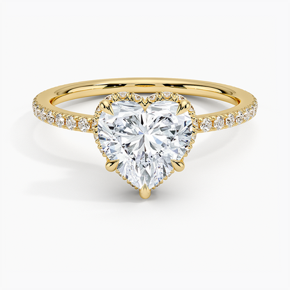 2,40 Karat Kalp Halo Tasarım Tektaş Laboratuvar Pırlanta Yüzük 18K  - Luminara - Bold Diamonds