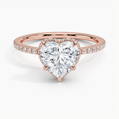 2,40 Karat Kalp Halo Tasarım Tektaş Laboratuvar Pırlanta Yüzük 18K  - Luminara - Bold Diamonds