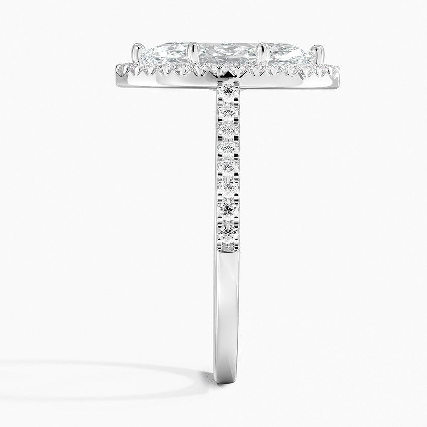 2.40 Karat Marquise Halo Tasarım Tektaş Laboratuvar Pırlanta Yüzük 18k  -Astrala - Bold Diamonds