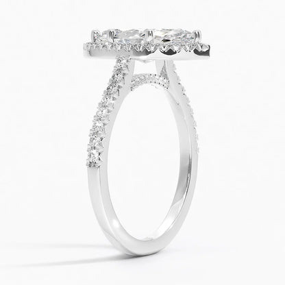 2.40 Karat Marquise Halo Tasarım Tektaş Laboratuvar Pırlanta Yüzük 18k  -Astrala - Bold Diamonds