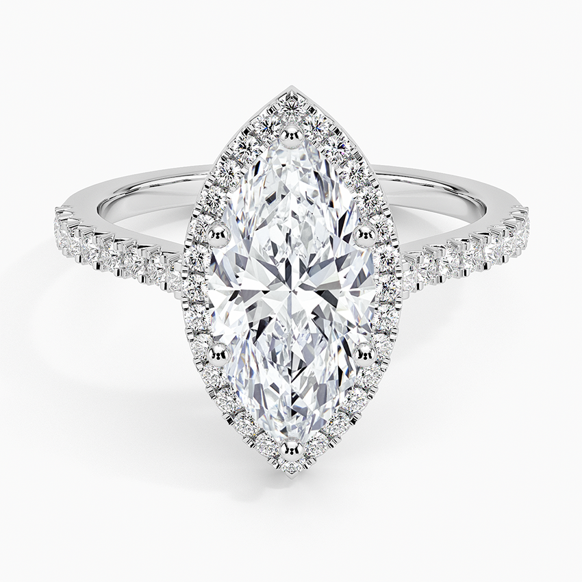 2.40 Karat Marquise Halo Tasarım Tektaş Laboratuvar Pırlanta Yüzük 18k  -Astrala - Bold Diamonds