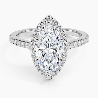 2.40 Karat Marquise Halo Tasarım Tektaş Laboratuvar Pırlanta Yüzük 18k  -Astrala - Bold Diamonds