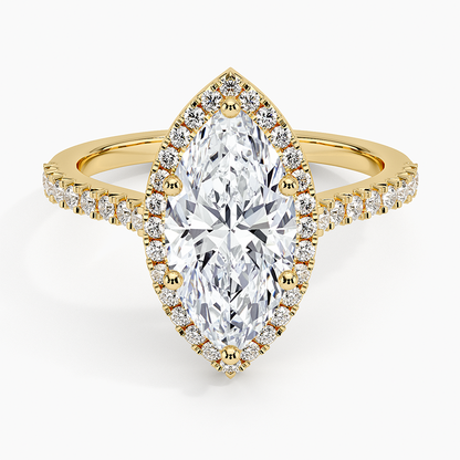2.40 Karat Marquise Halo Tasarım Tektaş Laboratuvar Pırlanta Yüzük 18k  -Astrala - Bold Diamonds