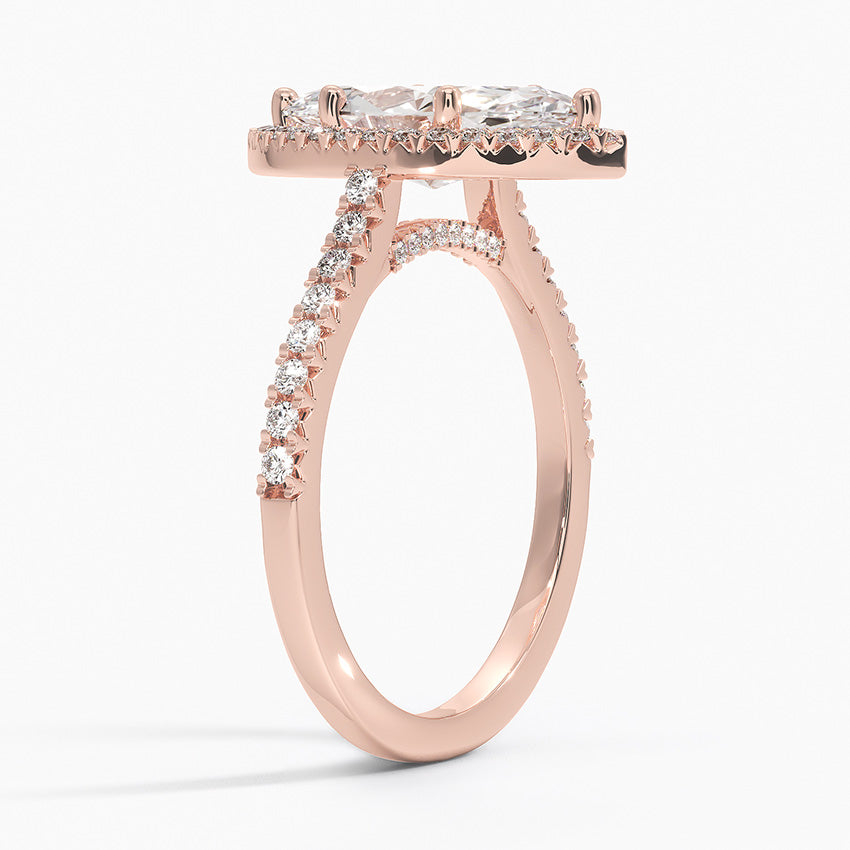 2.40 Karat Marquise Halo Tasarım Tektaş Laboratuvar Pırlanta Yüzük 18k  -Astrala - Bold Diamonds
