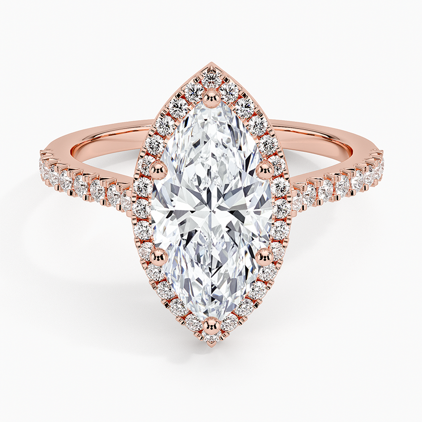 2.40 Karat Marquise Halo Tasarım Tektaş Laboratuvar Pırlanta Yüzük 18k  -Astrala - Bold Diamonds