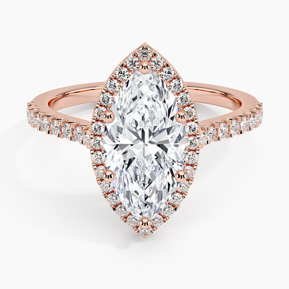 2.40 Karat Marquise Halo Tasarım Tektaş Laboratuvar Pırlanta Yüzük 18k  -Astrala - Bold Diamonds