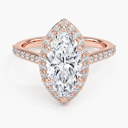 2,40 Karat Marquise Halo Tasarım Tektaş Laboratuvar Pırlanta Yüzük 18K -Bellora - Bold Diamonds