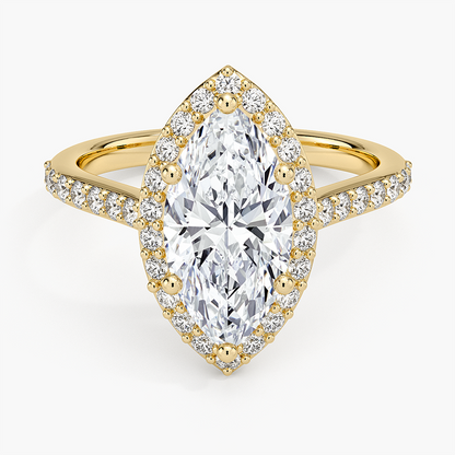 2,40 Karat Marquise Halo Tasarım Tektaş Laboratuvar Pırlanta Yüzük 18K -Bellora - Bold Diamonds