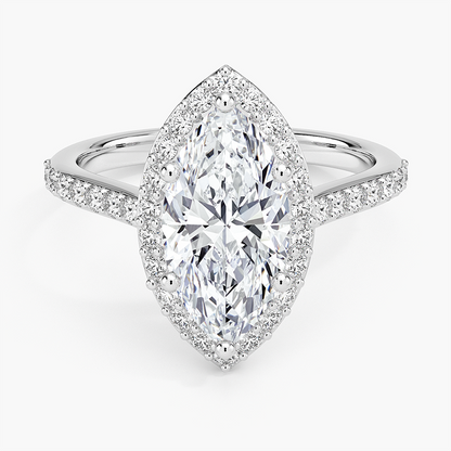 2,40 Karat Marquise Halo Tasarım Tektaş Laboratuvar Pırlanta Yüzük 18K -Bellora - Bold Diamonds