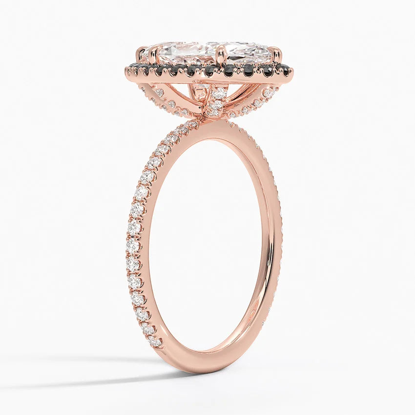 2.40 Karat Marquise Halo Tasarım Tektaş Laboratuvar Pırlanta Yüzük 18k  -Halora - Bold Diamonds