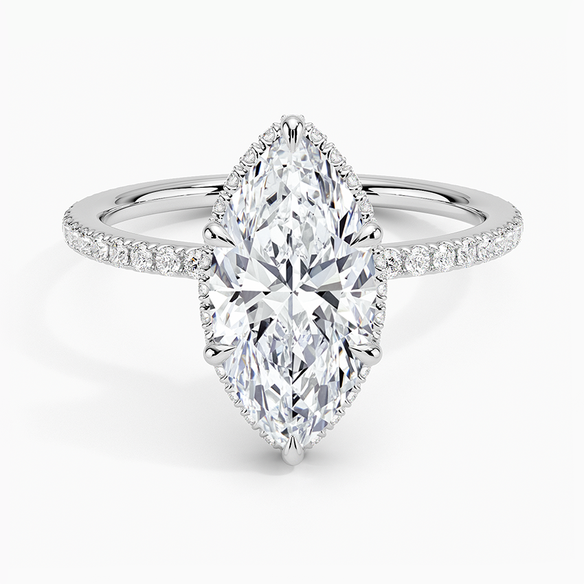 2,40 Karat Marquise Halo Tasarım Tektaş Laboratuvar Pırlanta Yüzük 18K -Luminara - Bold Diamonds
