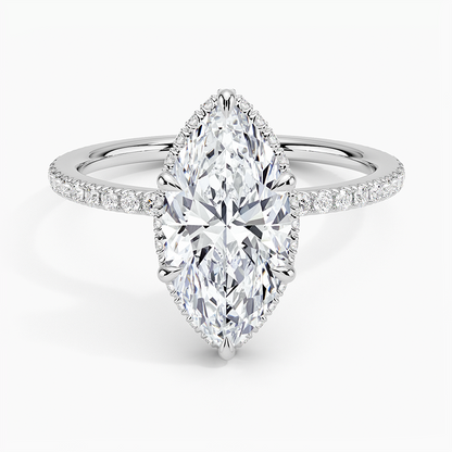 2,40 Karat Marquise Halo Tasarım Tektaş Laboratuvar Pırlanta Yüzük 18K -Luminara - Bold Diamonds