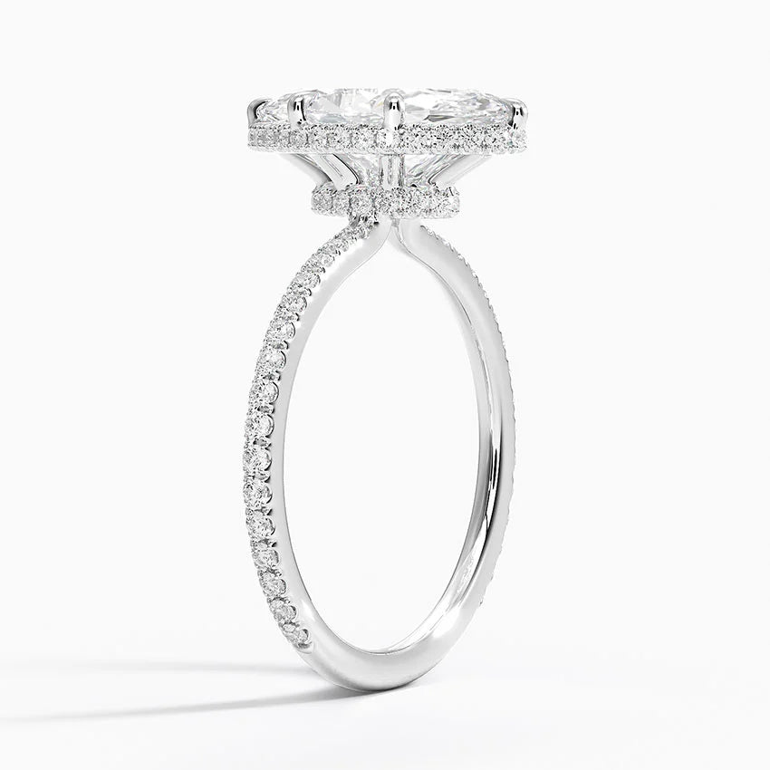 2,40 Karat Marquise Halo Tasarım Tektaş Laboratuvar Pırlanta Yüzük 18K -Luminara - Bold Diamonds