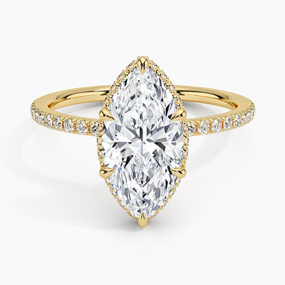 2,40 Karat Marquise Halo Tasarım Tektaş Laboratuvar Pırlanta Yüzük 18K -Luminara - Bold Diamonds