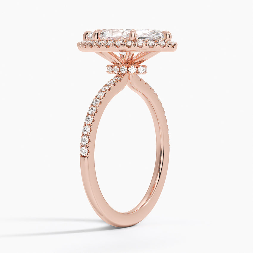2.40 Karat Marquise Halo Tasarım Tektaş Laboratuvar Pırlanta Yüzük 18k  -Luxora - Bold Diamonds
