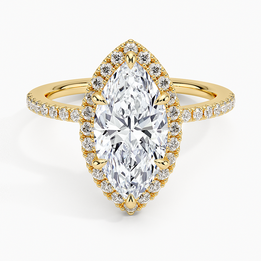 2.40 Karat Marquise Halo Tasarım Tektaş Laboratuvar Pırlanta Yüzük 18k  -Luxora - Bold Diamonds