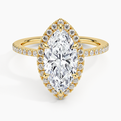 2.40 Karat Marquise Halo Tasarım Tektaş Laboratuvar Pırlanta Yüzük 18k  -Luxora - Bold Diamonds