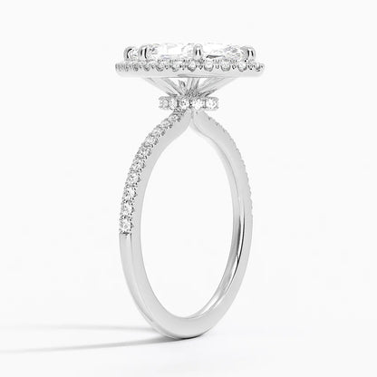 2.40 Karat Marquise Halo Tasarım Tektaş Laboratuvar Pırlanta Yüzük 18k  -Luxora - Bold Diamonds