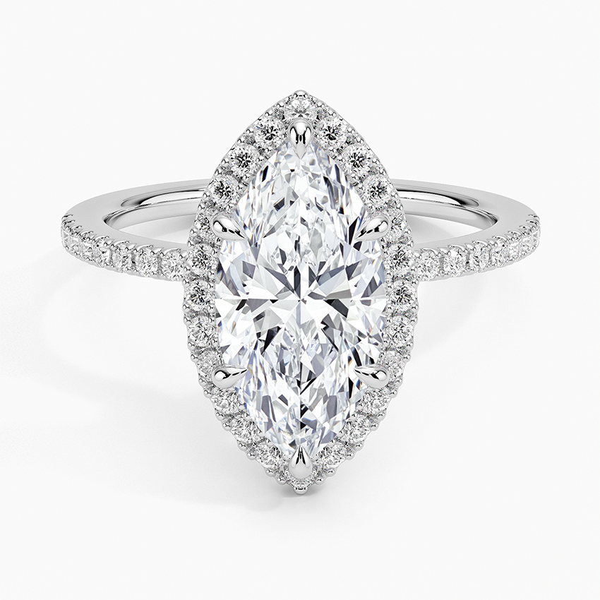 2.40 Karat Marquise Halo Tasarım Tektaş Laboratuvar Pırlanta Yüzük 18k  -Luxora - Bold Diamonds