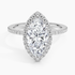 2.40 Karat Marquise Halo Tasarım Tektaş Laboratuvar Pırlanta Yüzük 18k  -Luxora - Bold Diamonds
