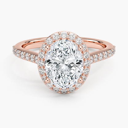 2,40 Karat Oval Halo Tasarım Tektaş Laboratuvar Pırlanta Yüzük 18K -Bellora - Bold Diamonds