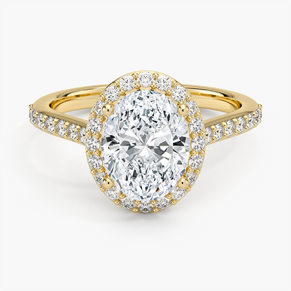 2,40 Karat Oval Halo Tasarım Tektaş Laboratuvar Pırlanta Yüzük 18K -Bellora - Bold Diamonds
