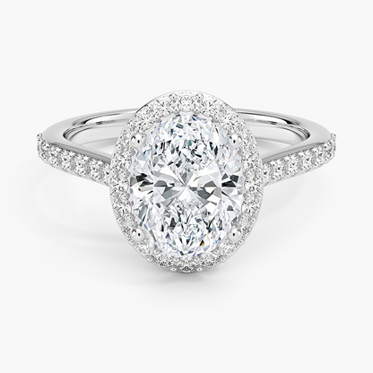 2,40 Karat Oval Halo Tasarım Tektaş Laboratuvar Pırlanta Yüzük 18K -Bellora - Bold Diamonds