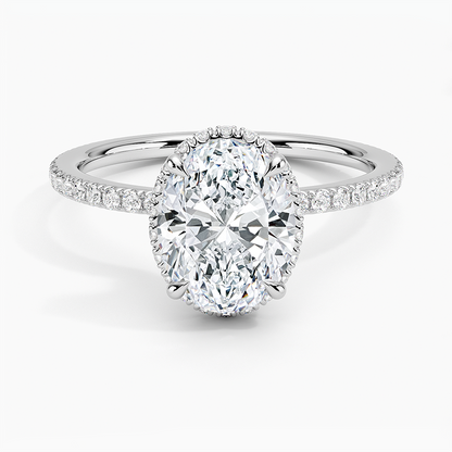 2,40 Karat Oval Halo Tasarım Tektaş Laboratuvar Pırlanta Yüzük 18K -Luminara - Bold Diamonds