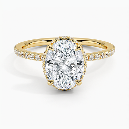 2,40 Karat Oval Halo Tasarım Tektaş Laboratuvar Pırlanta Yüzük 18K -Luminara - Bold Diamonds