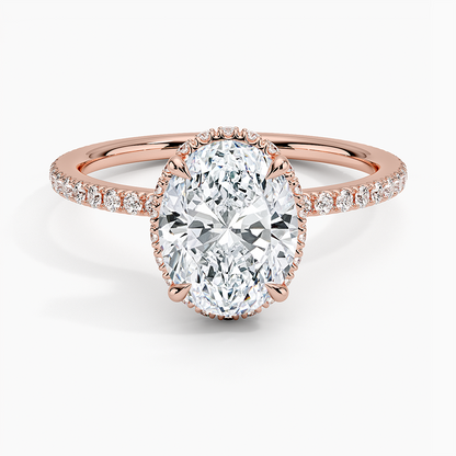 2,40 Karat Oval Halo Tasarım Tektaş Laboratuvar Pırlanta Yüzük 18K -Luminara - Bold Diamonds