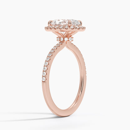 2.40 Karat Oval Halo Tasarım Tektaş Laboratuvar Pırlanta Yüzük  18k -Luxora - Bold Diamonds