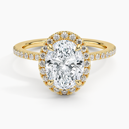 2.40 Karat Oval Halo Tasarım Tektaş Laboratuvar Pırlanta Yüzük  18k -Luxora - Bold Diamonds