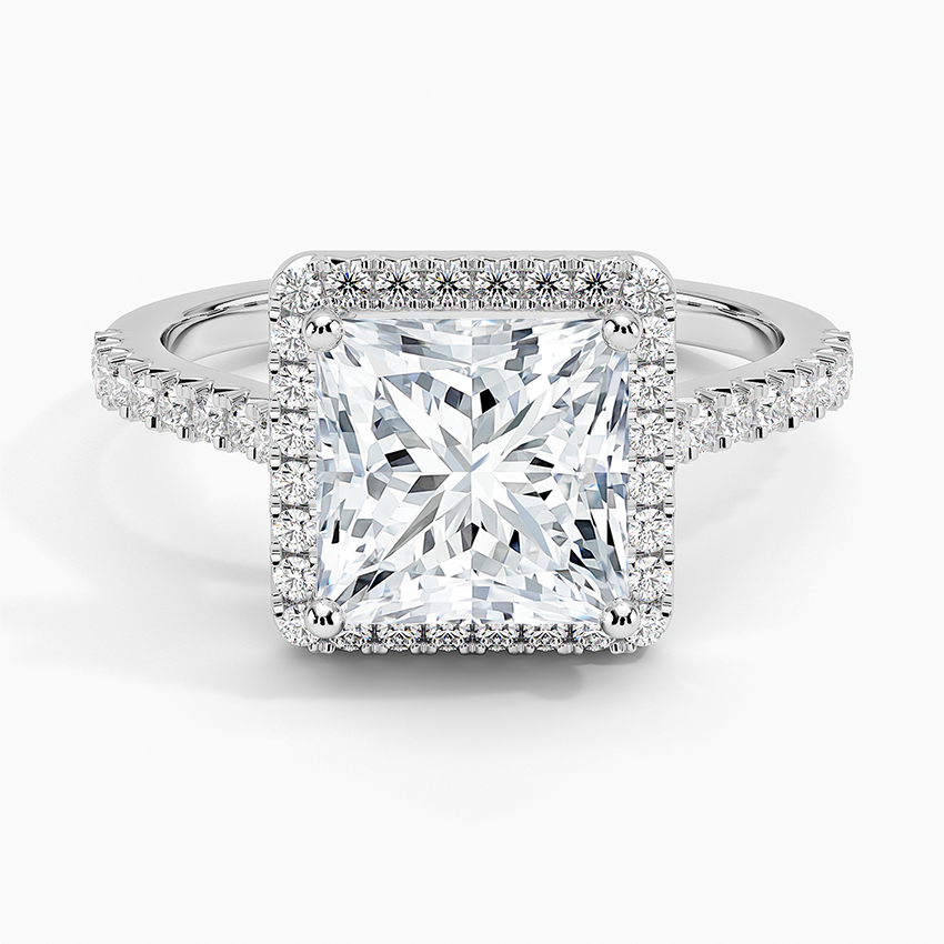 2.40 Karat Prenses Halo Tasarım Tektaş Laboratuvar Pırlanta Yüzük 18k  -Astrala - Bold Diamonds