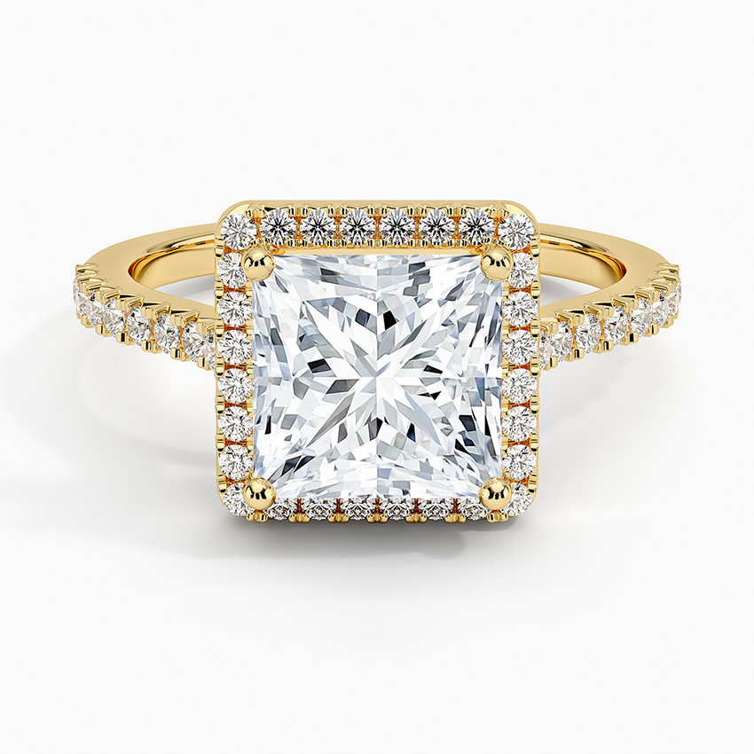 2.40 Karat Prenses Halo Tasarım Tektaş Laboratuvar Pırlanta Yüzük 18k  -Astrala - Bold Diamonds