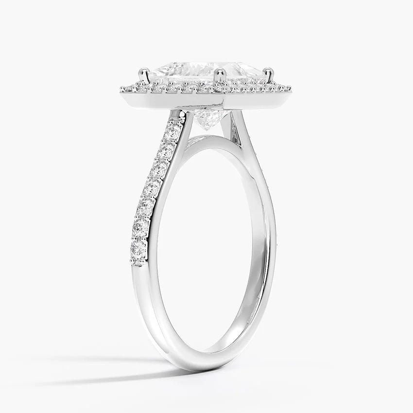 2,40 Karat Prenses  Halo Tasarım Tektaş Laboratuvar Pırlanta Yüzük 18K -Bellora - Bold Diamonds