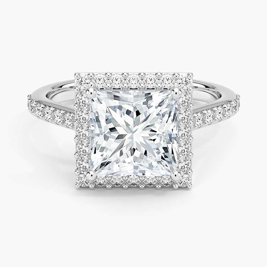 2,40 Karat Prenses  Halo Tasarım Tektaş Laboratuvar Pırlanta Yüzük 18K -Bellora - Bold Diamonds